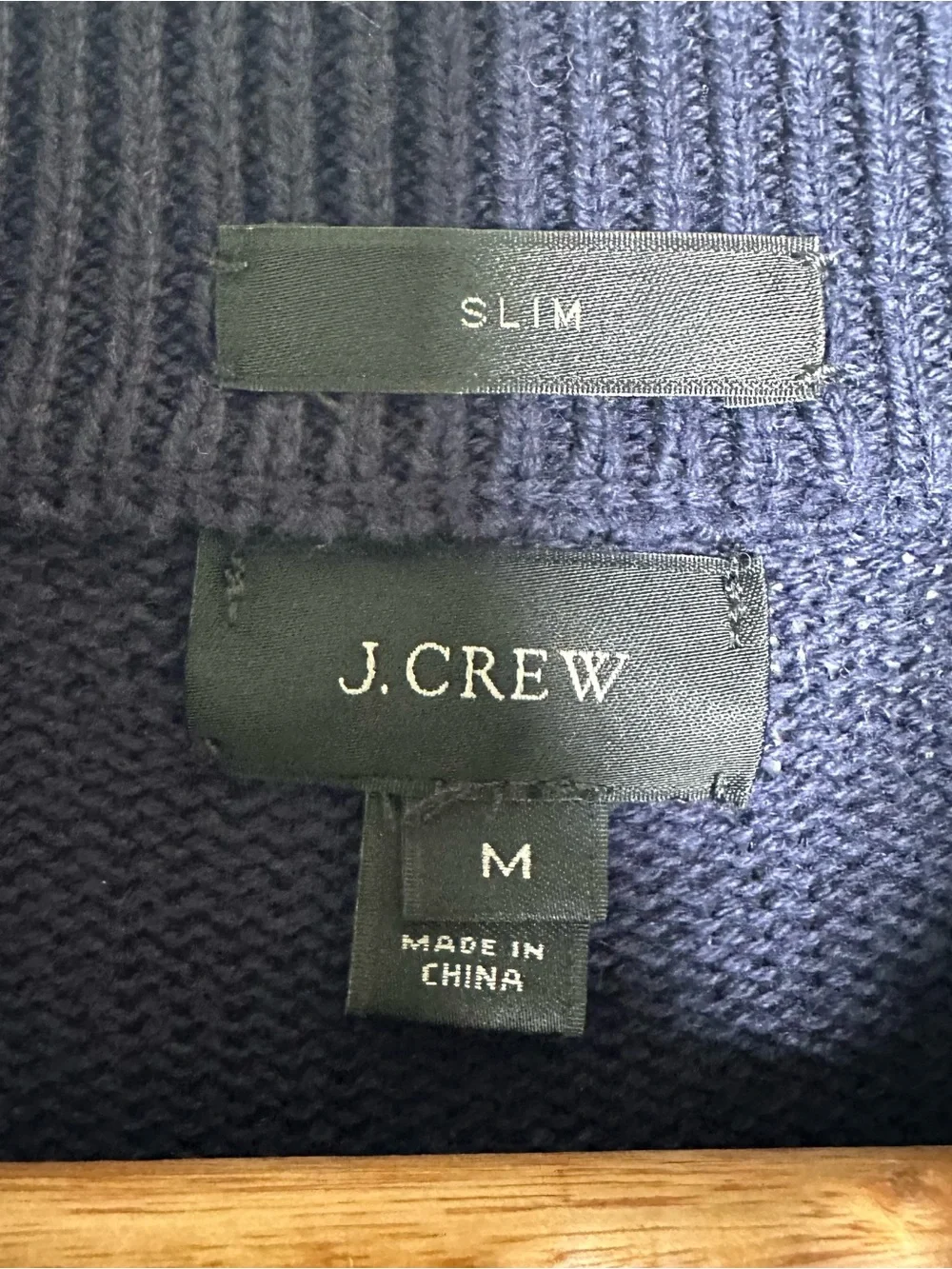 J.Crew Mens Cotton Cashmere Quarter Zip Sweater Navy Blue Slim Fit Medium